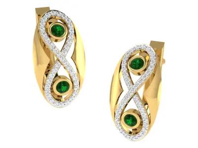Solitaire Women Drop Earring 3dm STL OBJ FBX Render Details 3D print model 8