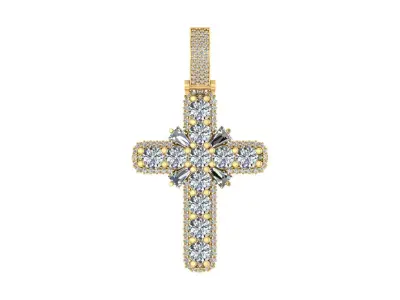 Luxury Diamond Cross Pendant 3D print model
