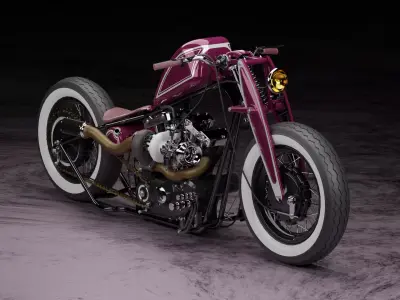 Custom Harley Davidson Bobber Low-poly 3D model