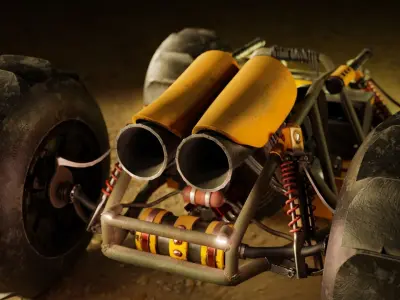 Dune Buggy Rigged Low-poly 3D model