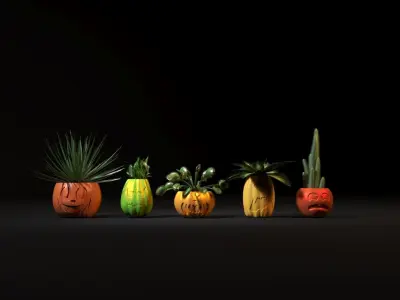 Pumpkin pots set 3D print model