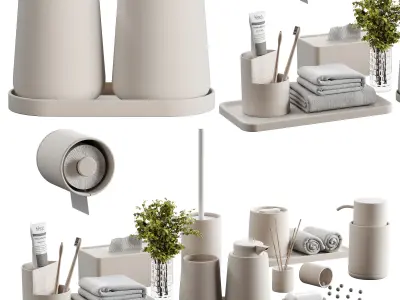 Bathroom-accessories-set-2 bathroom set with toiletries and p... 3D model
