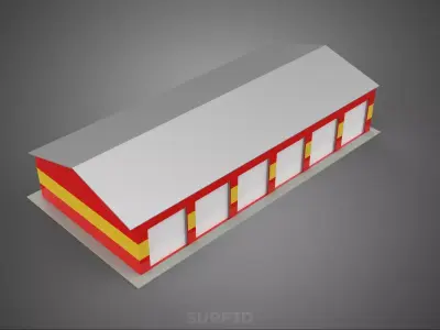 GARAGE FIRE STATION HOUSE HALL DEPARTMENT 5 CAR TRUCK ENGINE BAY 3D model