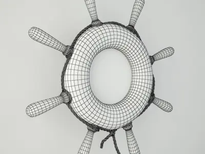 Blue and White Steering Wheel Wall Mirror 3D model