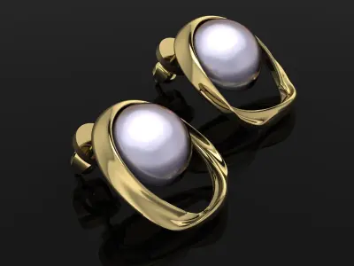 Pearl Earring  Jewelry Gold  3D print model