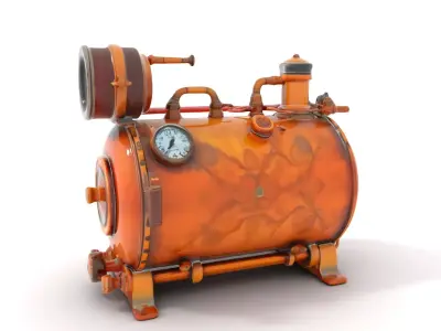 Steampunk Boiler Model Pack with Intricate Gauges Low-poly 3D model
