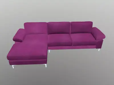 L Shape 5 Seater Velvet Luxury Sofa 3D model