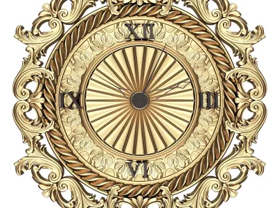 Classic Wall Clock 019 Gold Low-poly 3D model