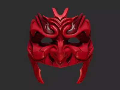 Tengu Half Face Oni Mask 16 Masquerade 3D print model