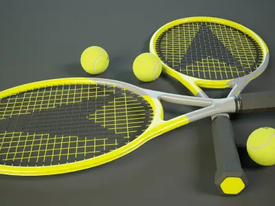 Tennis Racket PBR Low-poly 3D model