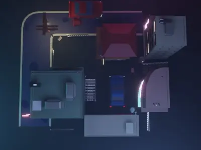 LOW POLY CYBERPUNK MINI CITY SCENE PACK Low-poly 3D model