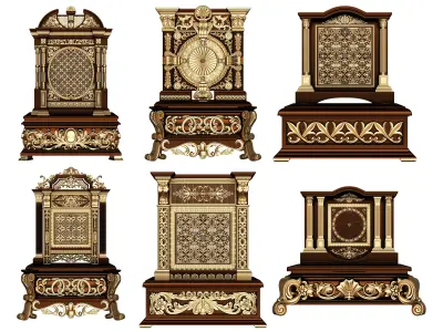 Casket Clock Collection 02 Low-poly 3D model