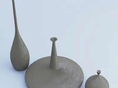 Cement Vases Decor Set 3D model