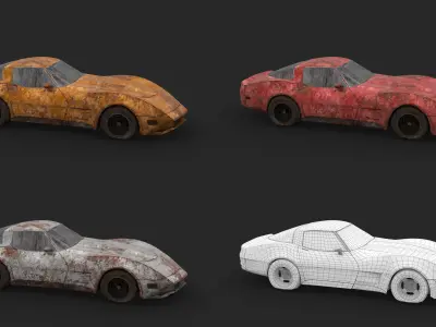 Old Rusty Car 002 - 1982 Chevrolet Corvette 3D model
