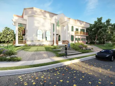 Revit Classical Villa  Low-poly 3D model