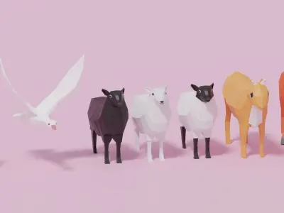 Cartoon LowPoly Animals Collection Low-poly 3D model