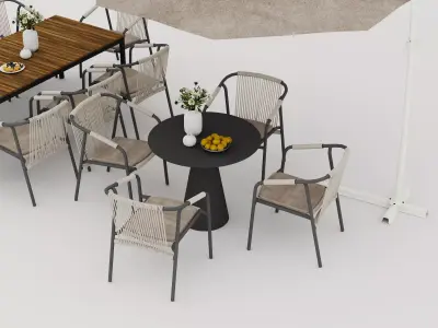 Modern outdoor dining furniture set Low-poly 3D model