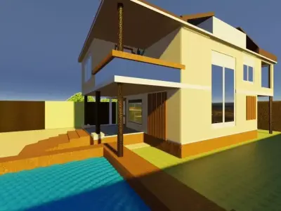 2 bedroom house  Low-poly 3D model