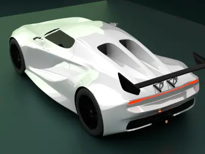 High Performance White Sports Car 3D Model  Blender Shaded 3D model