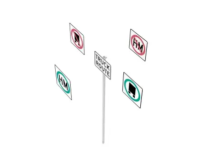 Road Sign - US - R14 Series Truck Routes 3D model