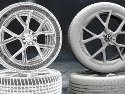 Volkswagen 2 car tyre 3D model