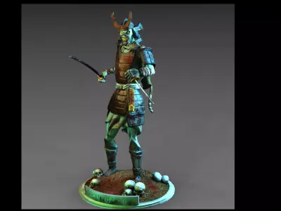 senjutsu samurai statue holding sword 3D print model