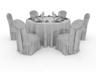 Banquet Table and Chair 63 3D model