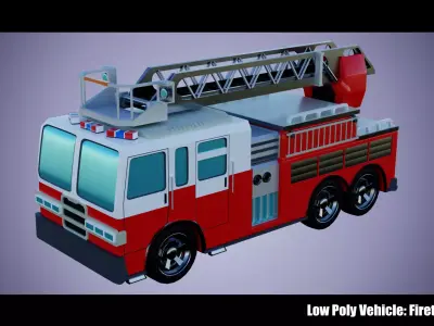 Low Poly Vehicle -  Firetruck Low-poly 3D model