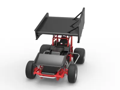 Vintage Winged Sprint car Scale 1 to 25 3D print model