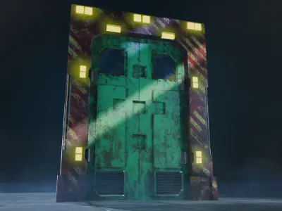 SciFi Industrial Door Game Ready PBR Asset Low-poly 3D model