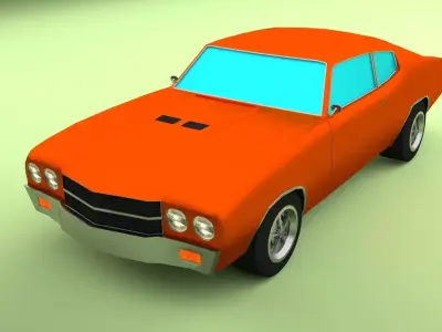 Simple Muscle Car Low-poly 3D model
