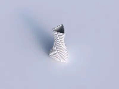 Vase puffy triangle with twisted extruded lines 3D print model