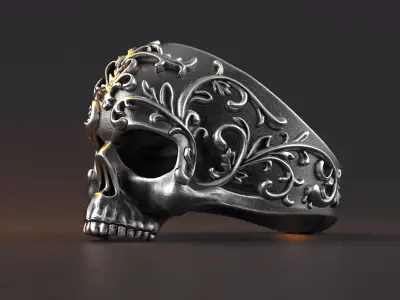 Baroque Skull Ring 3D print model