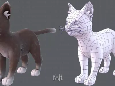 Cat Cartoon V03 Low-poly 3D model