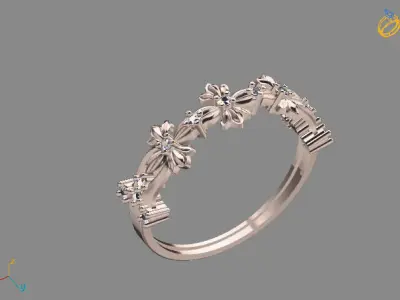 Womens Diamond Signet Ring Women Rings 3dmodels 3D print model 3D print model shop