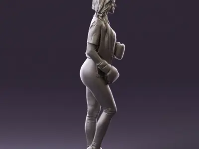 Woman in sport style boxing gloves 0952 3D Print Ready 3D print model