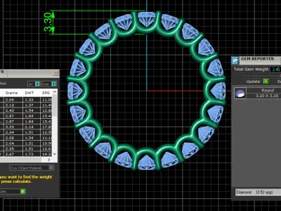 U Shaped Eternity Ring 3 point 2 mm stone size swiss 9 and EU49 3D print model