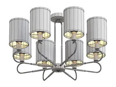 konrad light chandelier in brass and clear glass 3D model