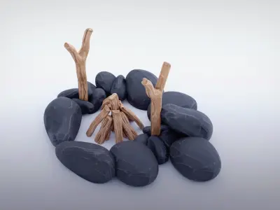 Campfire props sample Free low-poly 3D model