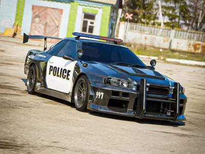 Nissan Skyline R34 Police Car 3D model