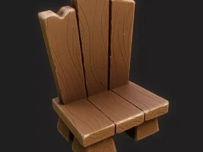 Chair low-poly 3D model PBR Game ready For Unreal Engine Low-poly 3D model