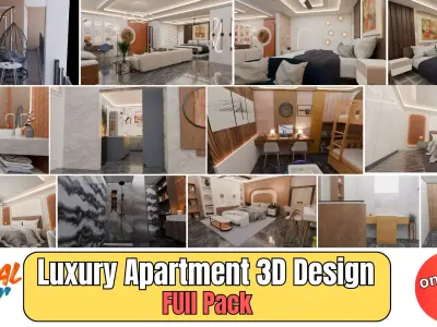 Full Apartment Pack Interior 3D Model Blender Scene Low-poly 3D model