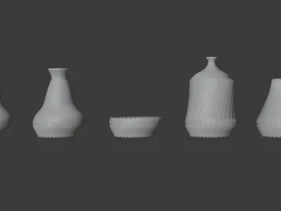 High-Quality 3D Vase Collection 3D Model Low-poly 3D model