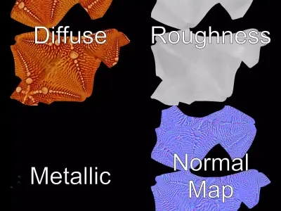 Orange Starfish Marine model pack Low-poly 3D model