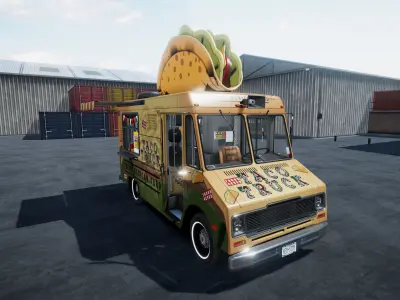 Taco food truck unity asset Low-poly 3D model