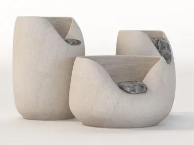 Ceramic Vases With Raw Stones By Martin Azua 3D model