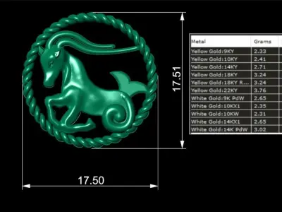 Capricorn pendant 3D model 3D print model