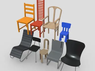 Chair Pack Low-poly 3D model