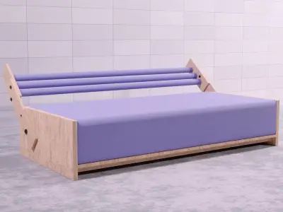 SOFA-BED-DIY bench made of wood and fabric Free 3D model