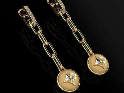 Louis Vuitton Earrings  3D print model buy